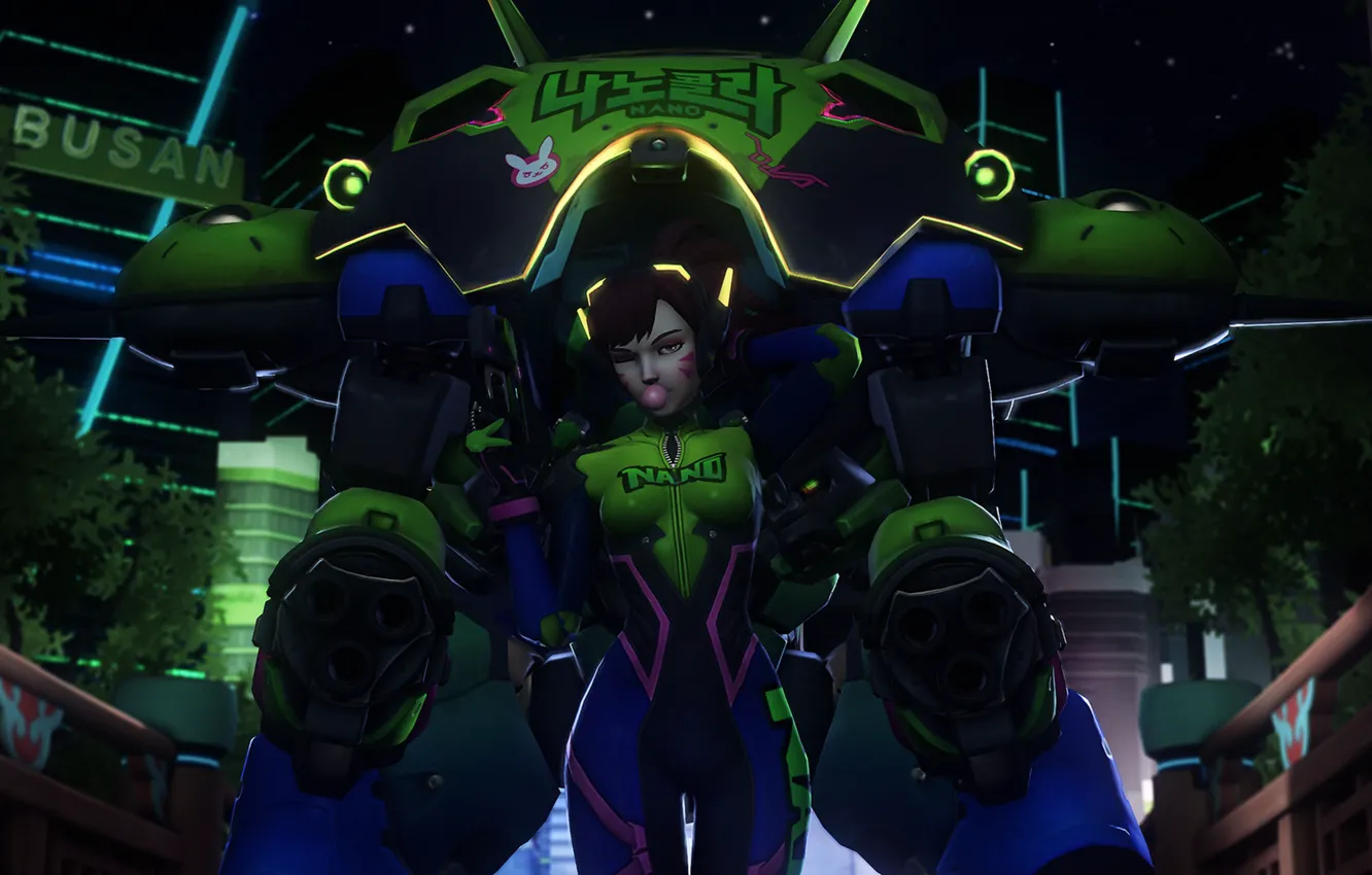 Photo wallpaper girl, robot, Overwatch, D.Va, Hana Song