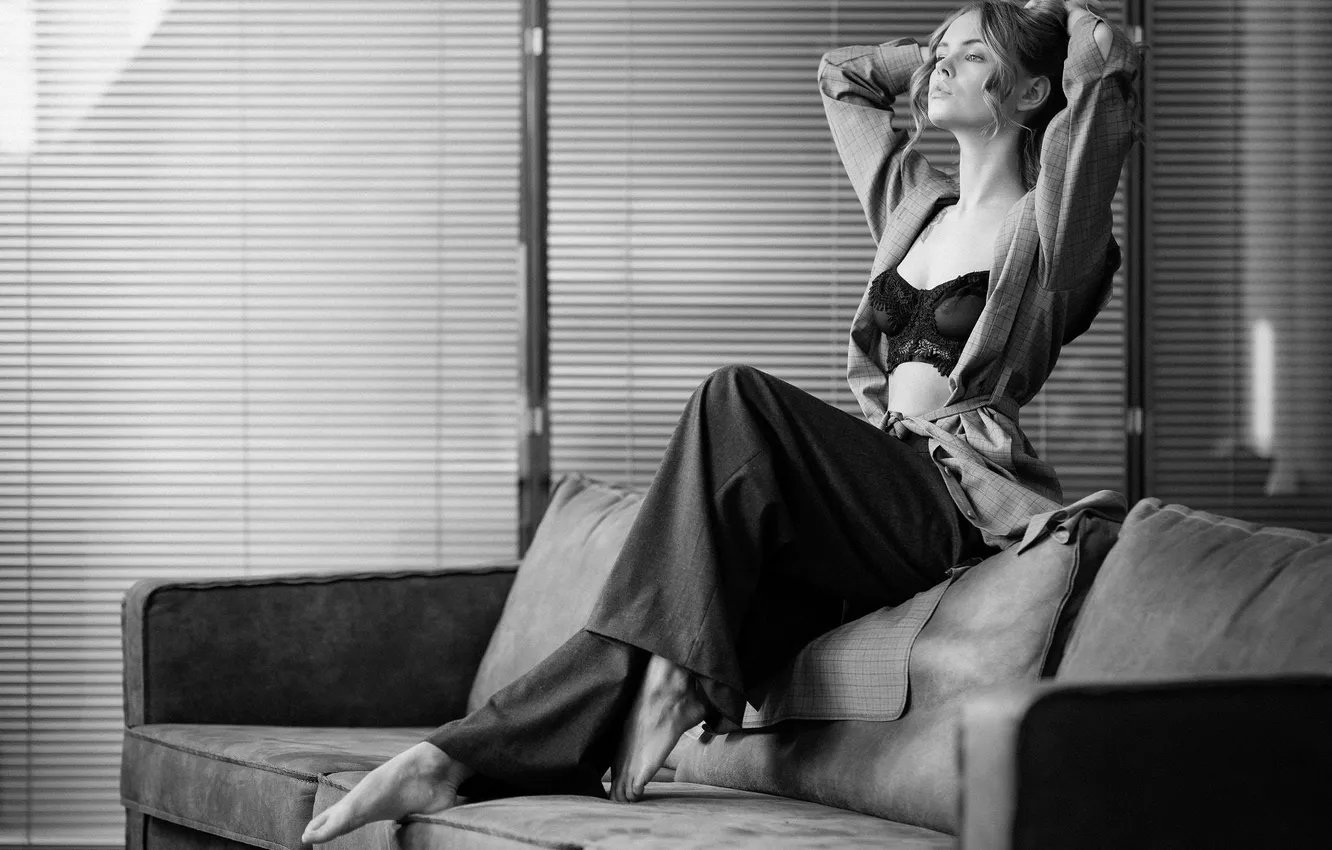 Photo wallpaper girl, lingerie, model, pretty, tattoo, sweet, long-haired, Anastasia Shcheglova