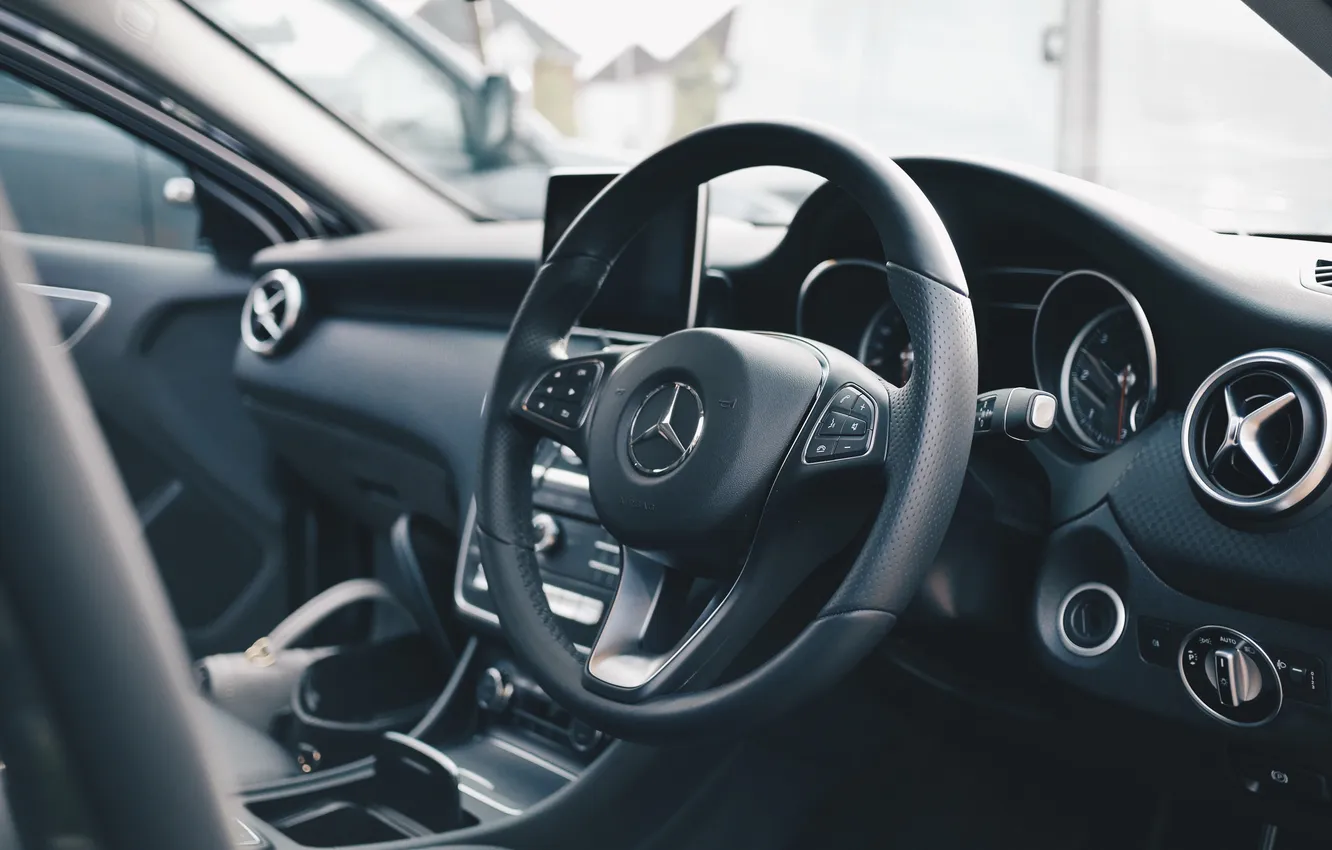 Photo wallpaper the wheel, Mercedes, salon, Mercedes Benz A Class
