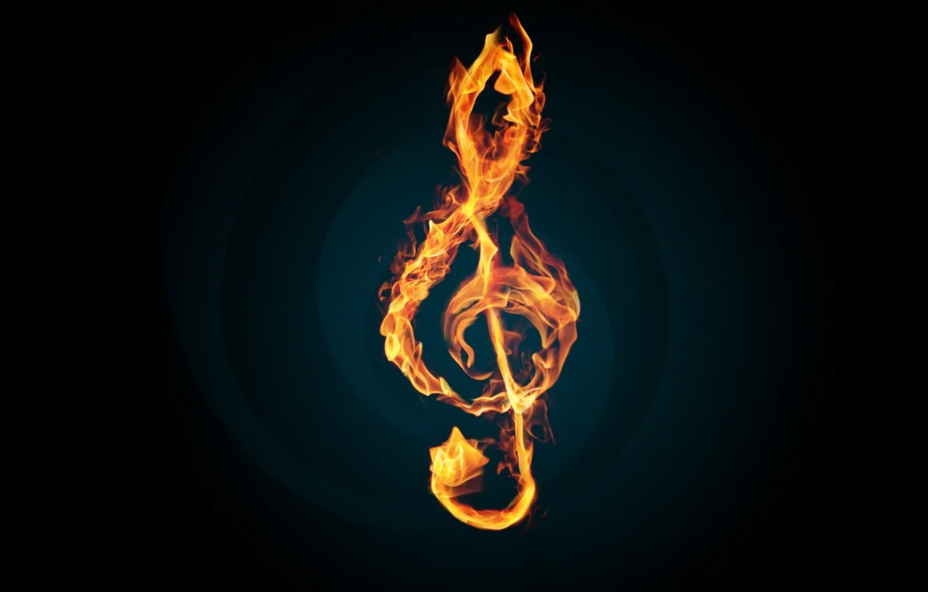 Photo wallpaper fire, flame, music, key, melody, Violin