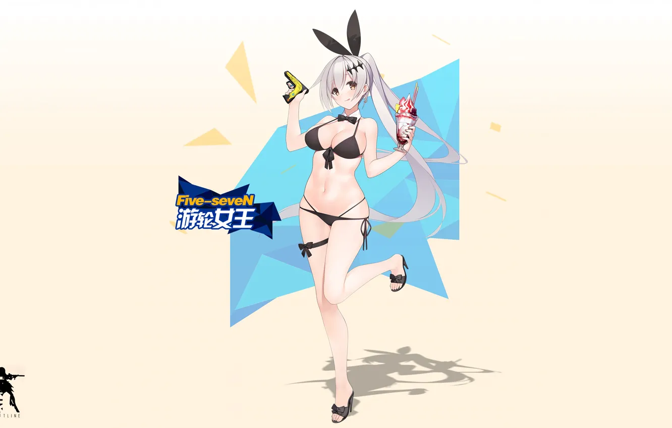 Photo wallpaper girl, sexy, cleavage, long hair, boobs, anime, beautiful, pretty