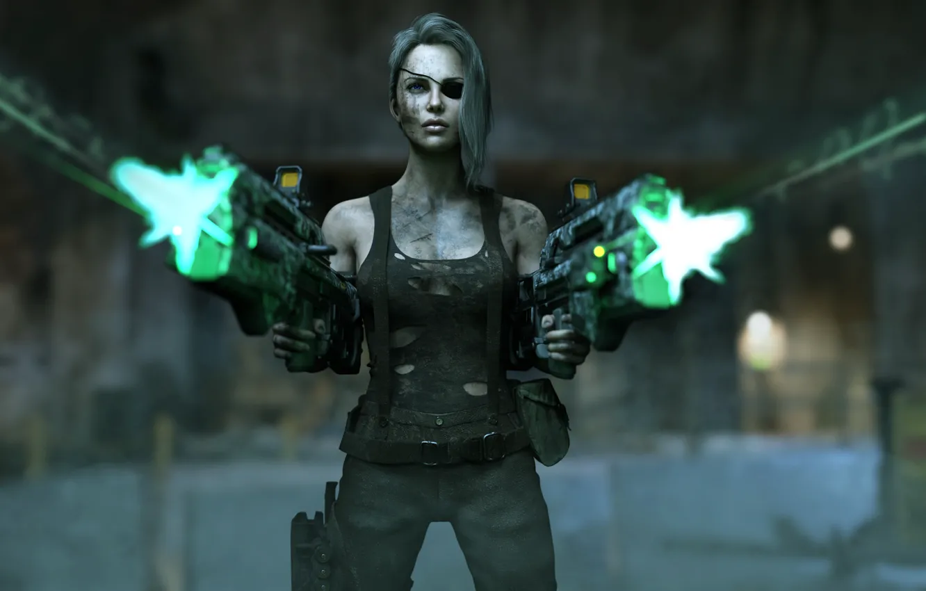 Photo wallpaper weapons, the game, Mike, dirt, shooting, headband, characters, CD Projekt RED