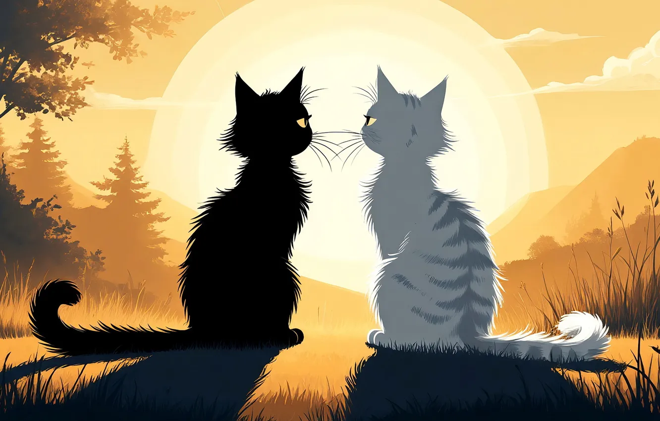 Photo wallpaper cats, rendering, humor, neural network