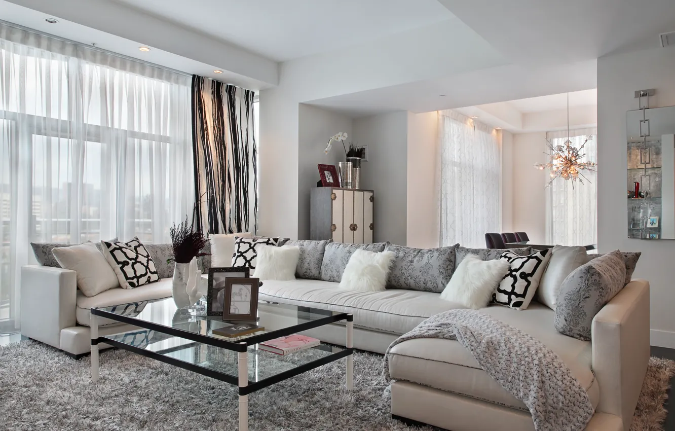 Photo wallpaper design, photo, table, sofa, interior, pillow, living room