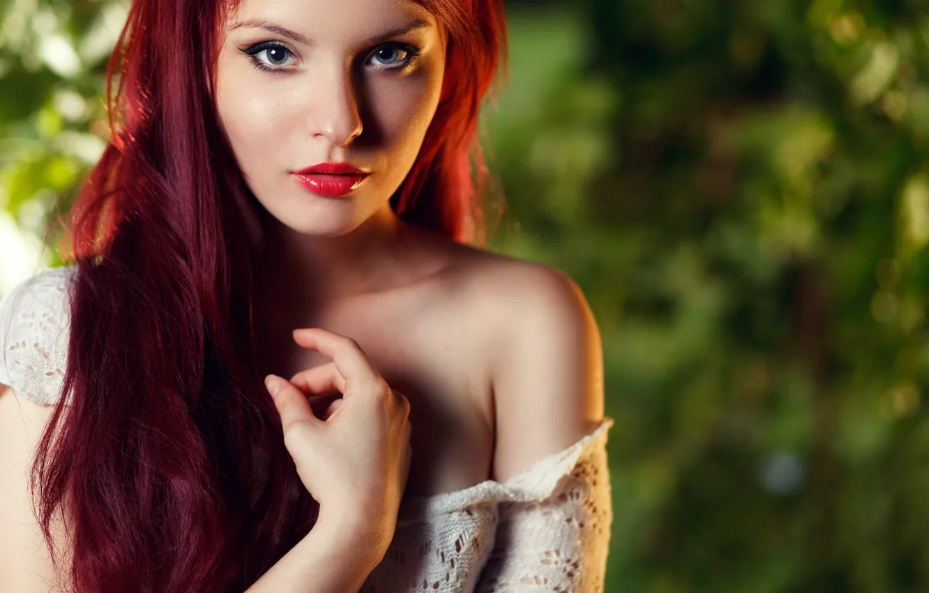 Photo wallpaper look, girl, face, red hair, Marta Misiak