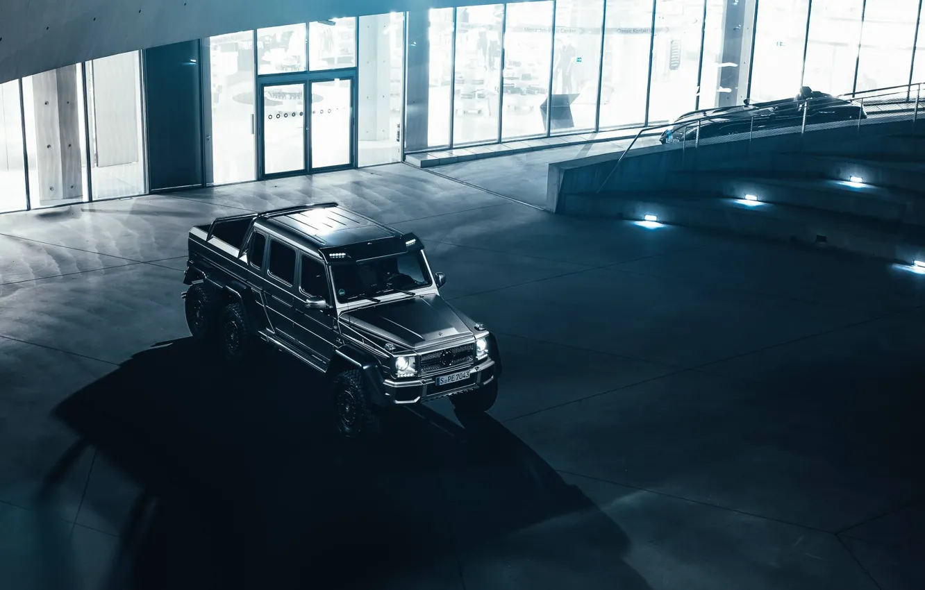 Photo wallpaper Mercedes-Benz, AMG, View, SUV, G63, Silver, Top, Ligth