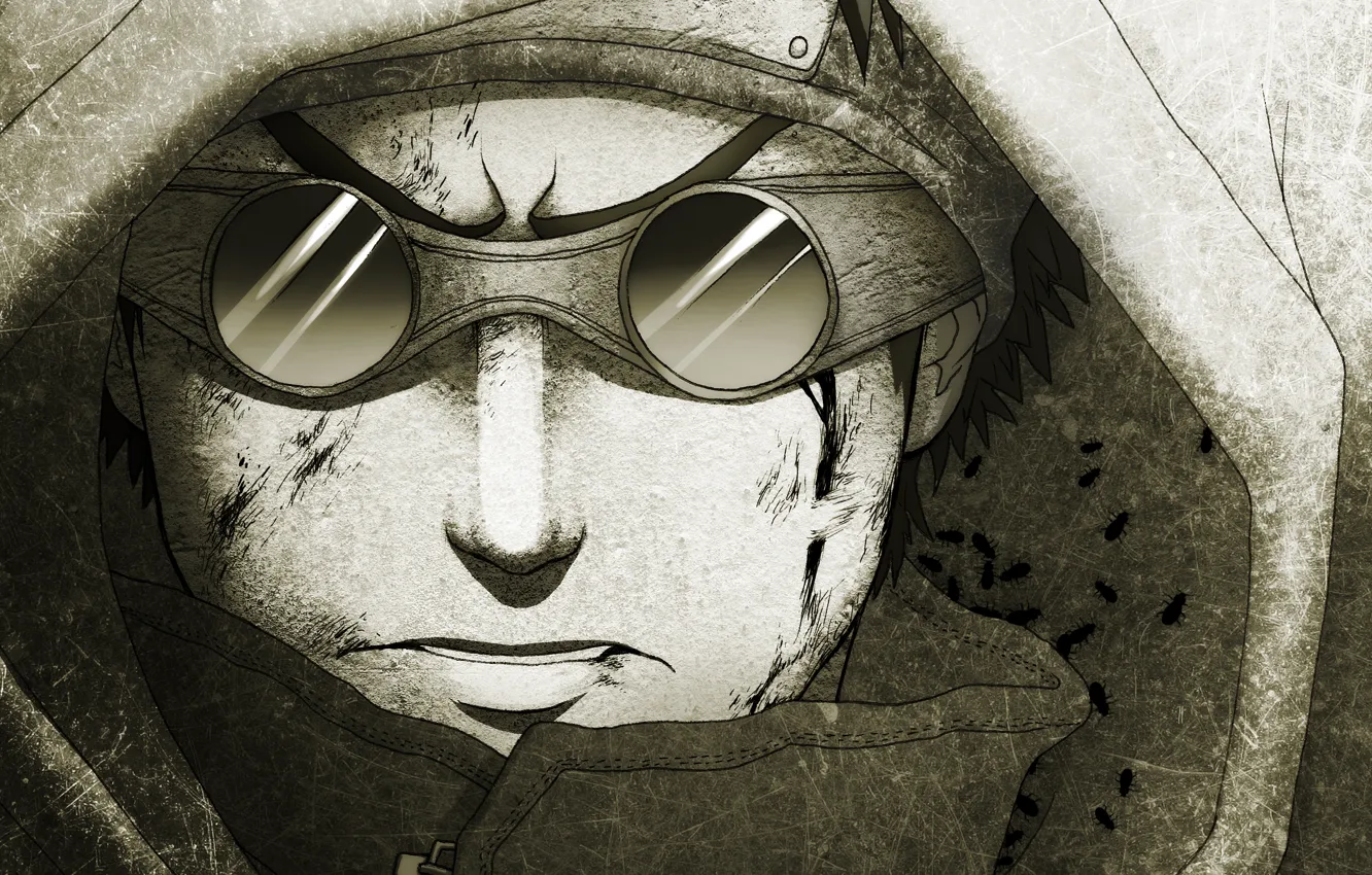 Photo wallpaper figure, glasses, hood, guy, naruto, linnyxito, aburame shino