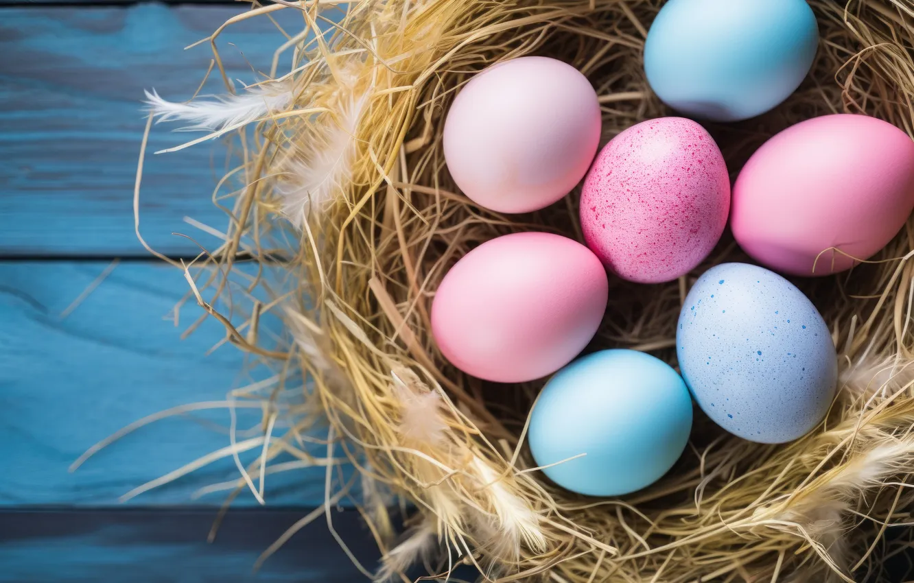 Photo wallpaper flowers, holiday, eggs, spring, Easter, painted, eggs, Easter