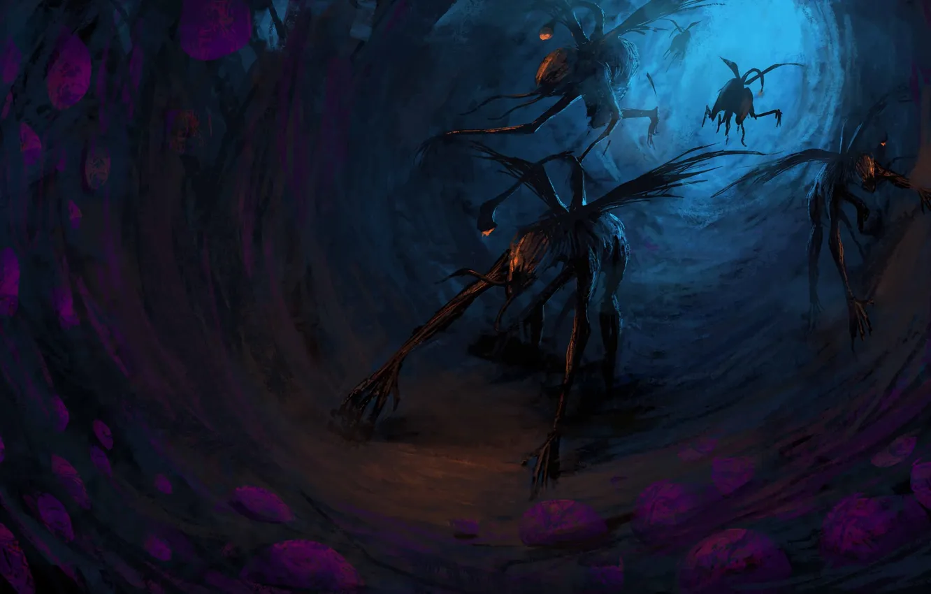 Photo wallpaper wings, monster, art, cave, the tunnel, growth