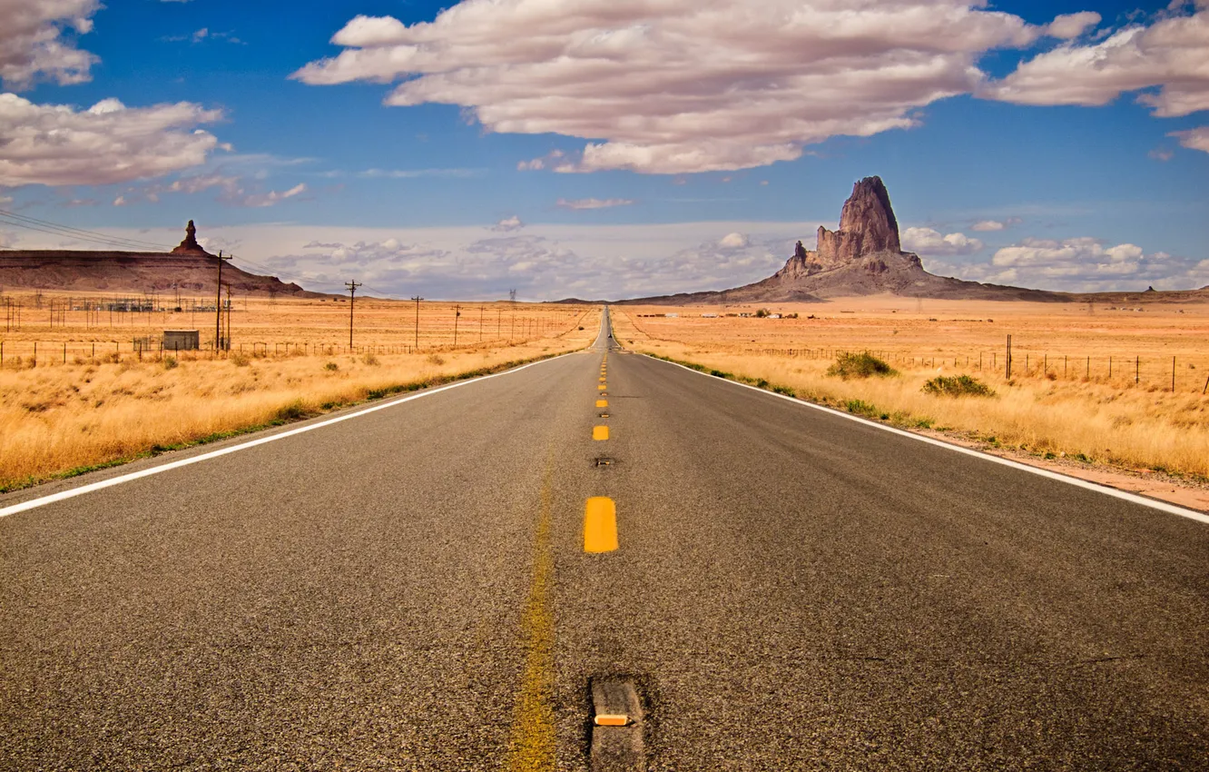 Photo wallpaper road, the sky, clouds, AZ