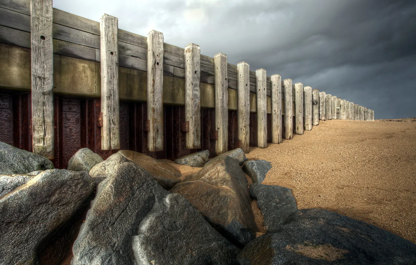 Photo wallpaper landscape, bridge, stones