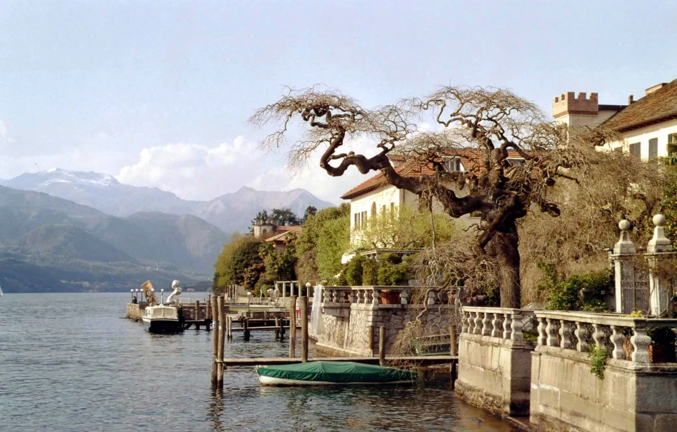 Photo wallpaper the city, lake, Italy, Villa