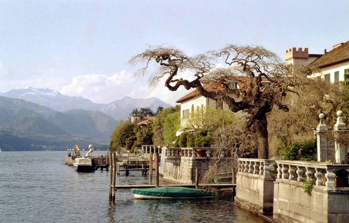 Photo wallpaper the city, lake, Villa, Italy