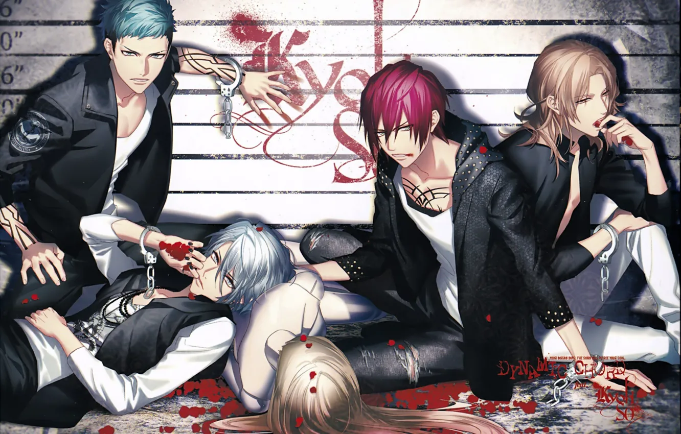 Photo wallpaper style, blood, the game, group, doll, anime, guys, Dynamic Chord