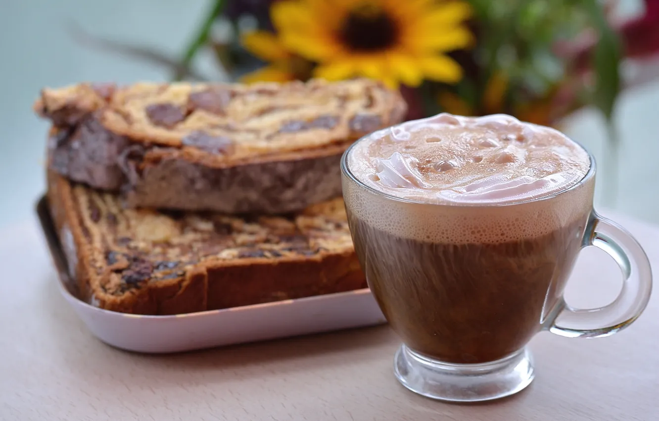 Photo wallpaper coffee, foam, croutons