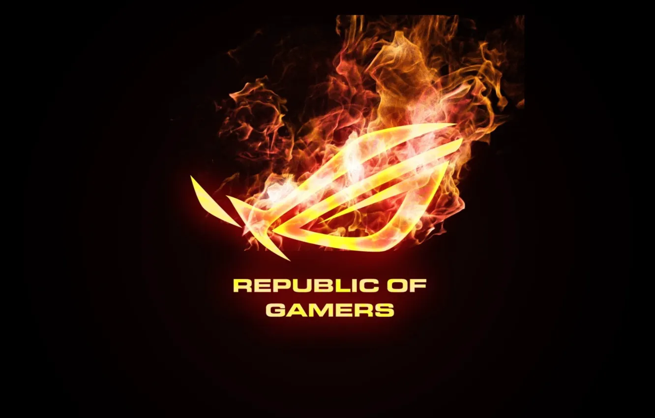 Photo wallpaper lights, flame, logo, high-tech, logo, black background, brand, digital art