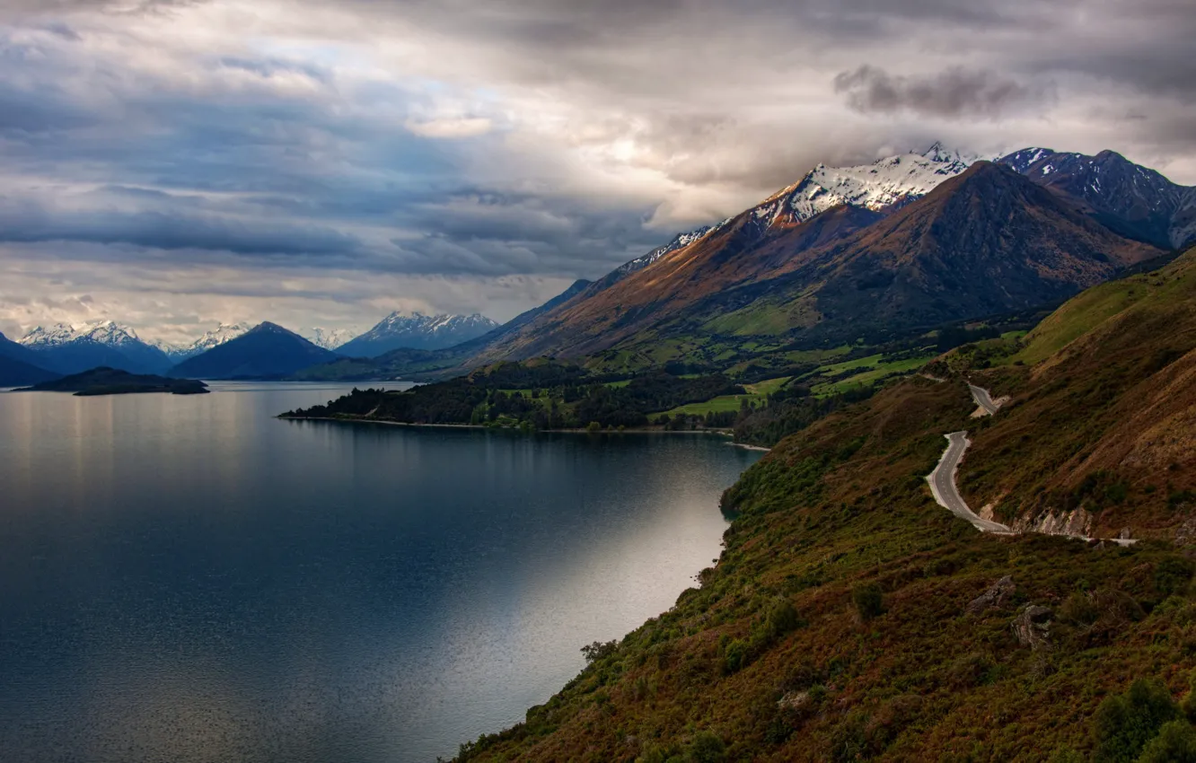 Photo wallpaper Nature, New Zealand, Mountains, Alps, Lake, Otago