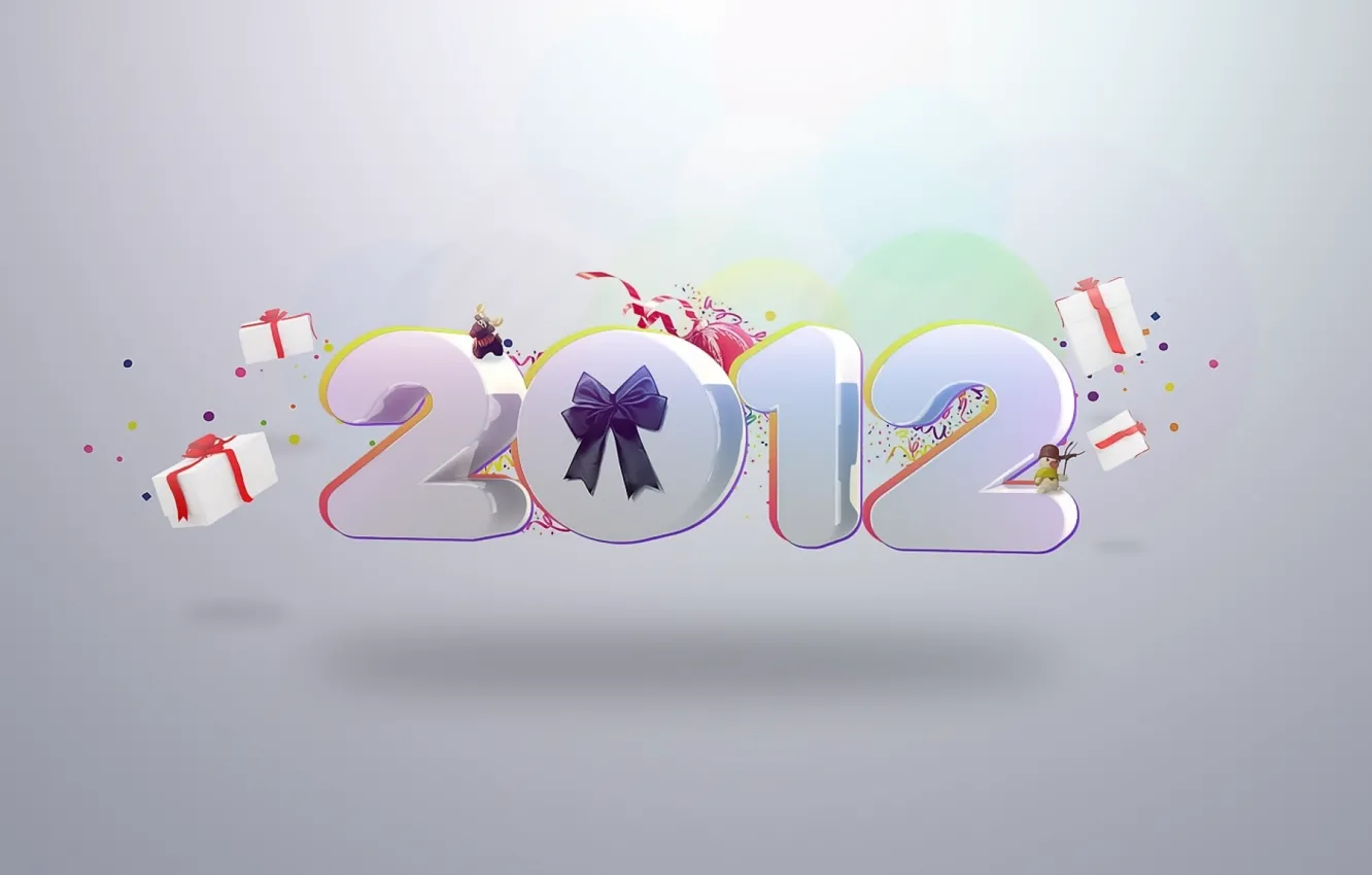 Photo wallpaper background, holiday, new year, figures, gifts, 2012, bow, happy new year