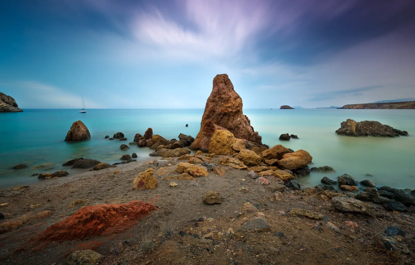 Photo wallpaper nature, stones, shore