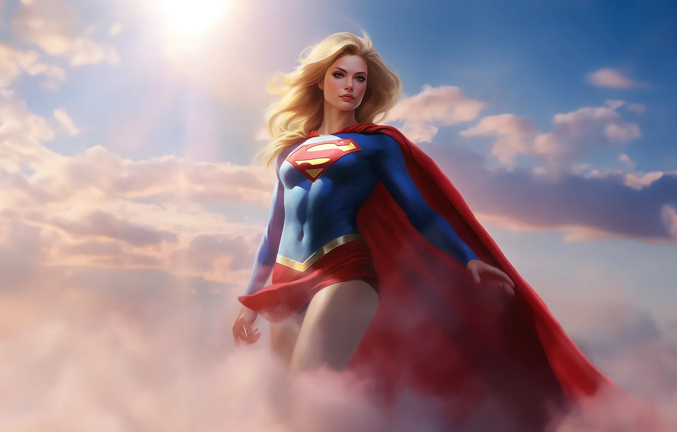 Photo wallpaper flying, Supergirl, high