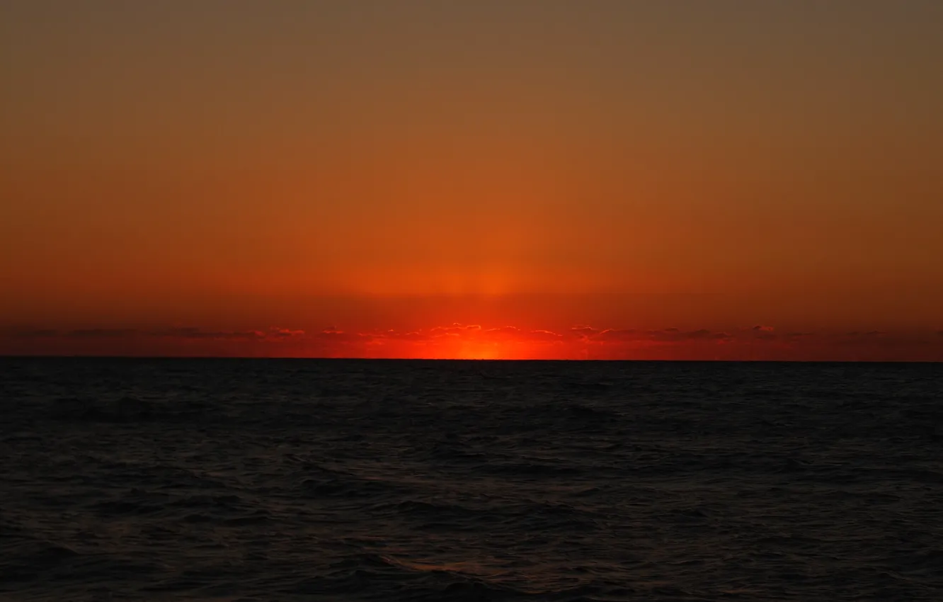 Photo wallpaper sea, sunset, night