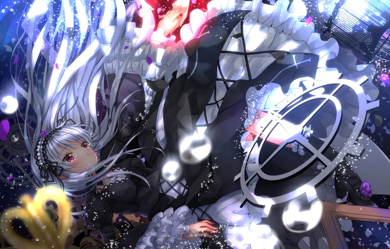 Photo wallpaper girl, bubbles, anime, hands, tears, art, rozen maiden, suigintou
