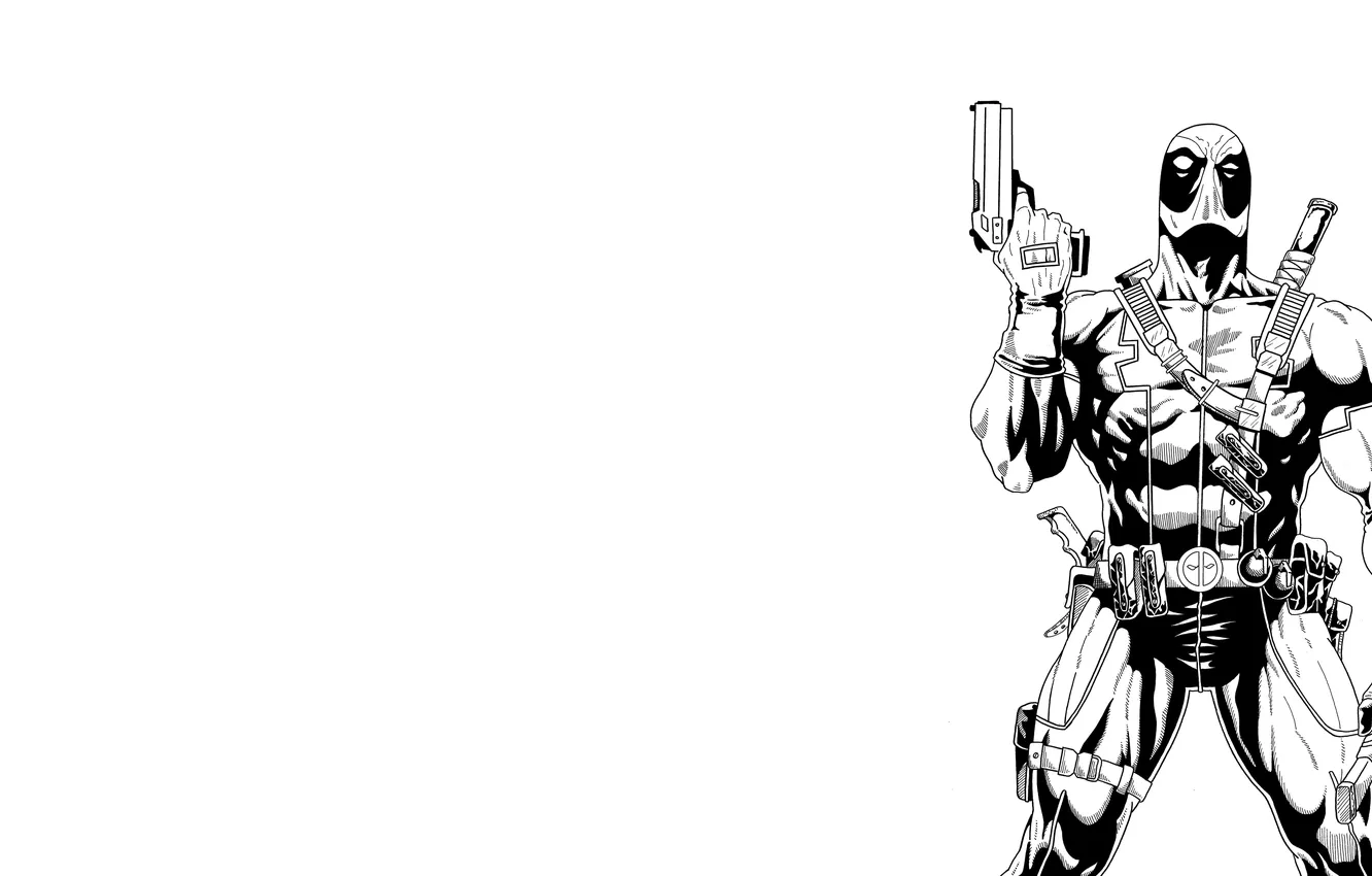 Photo wallpaper gun, sword, Deadpool, Marvel, Deadpool, Wade Wilson