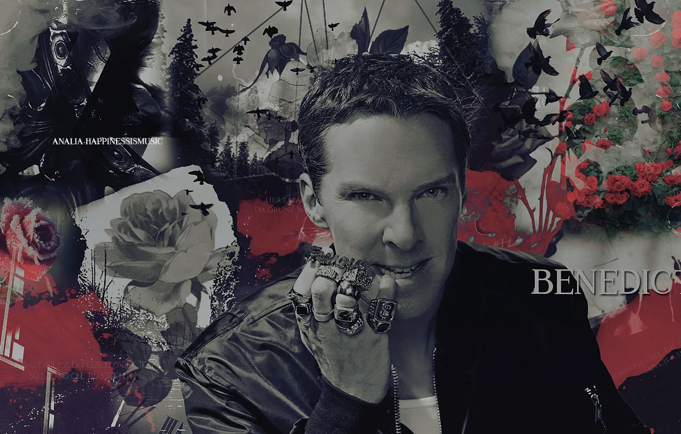 Photo wallpaper flowers, abstraction, background, roses, ring, actor, male, jacket