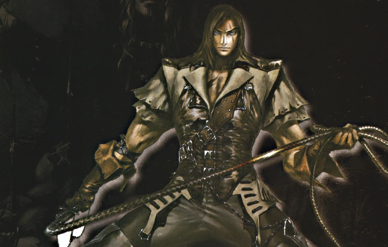 Photo wallpaper darkness, vampire, skull, whip, scar, Castlevania, Trevor Belmont, Ayami Kojima art