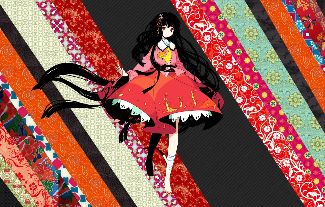 Photo wallpaper strip, girl, long hair, prints