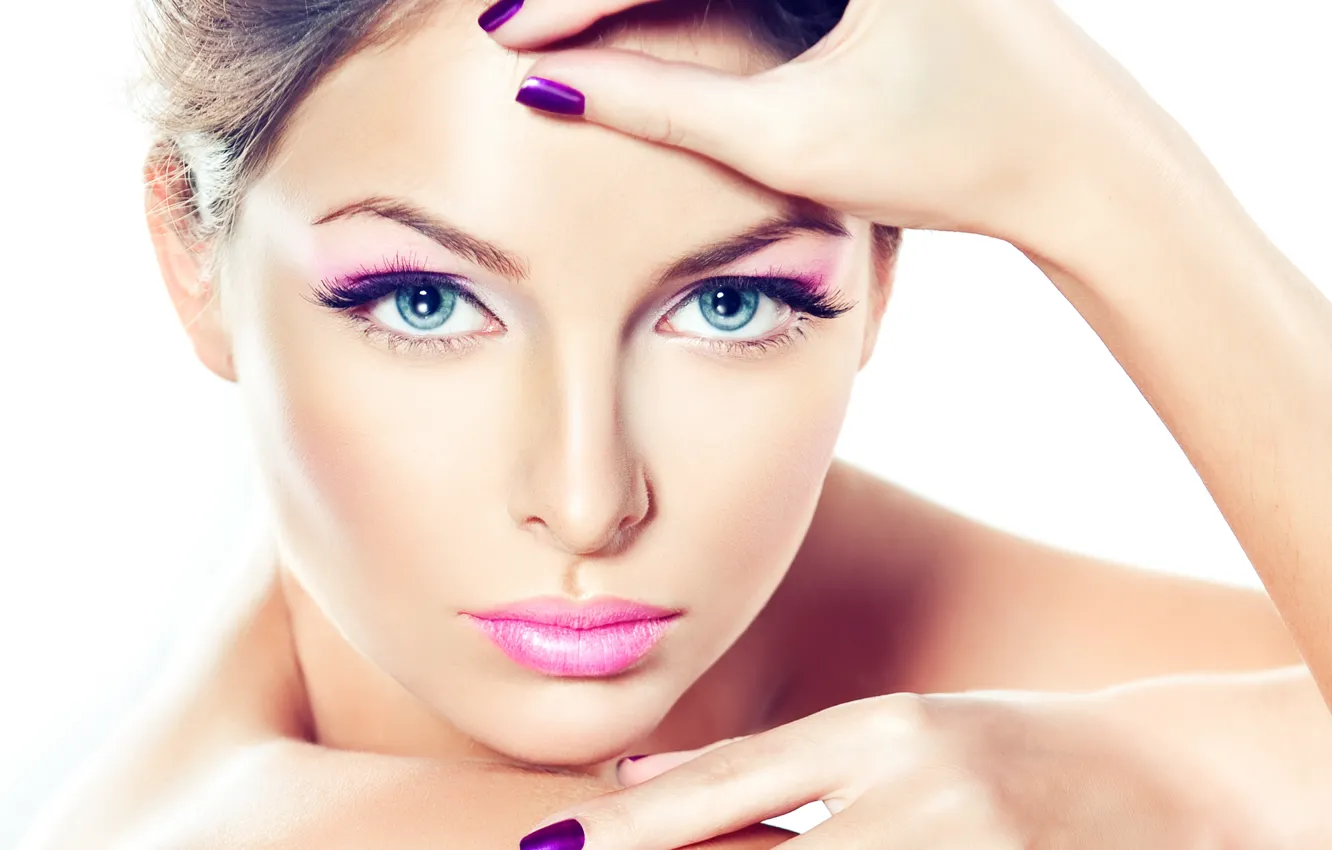 Photo wallpaper look, girl, makeup, blue-eyed