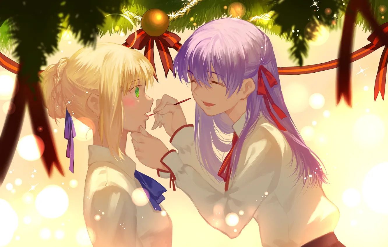 Photo wallpaper girls, new year, Christmas, makeup, the saber, Artoria Pendragon, Fate stay night, Fate / Stay …