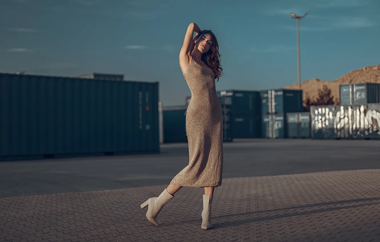 Photo wallpaper figure, dress, legs, long hair, long hair, FlashnModels, Julia Mamos