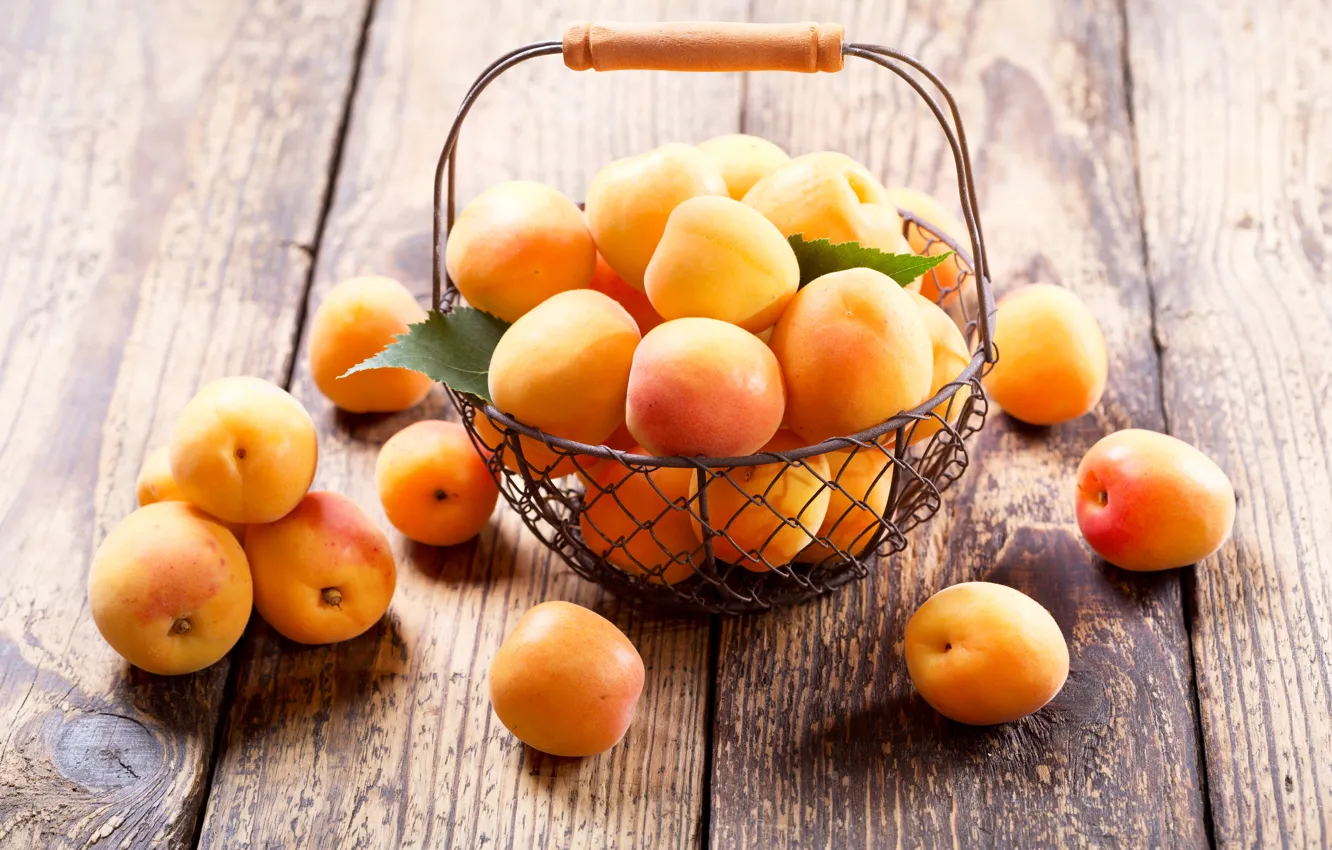 Photo wallpaper summer, basket, apricots, treat