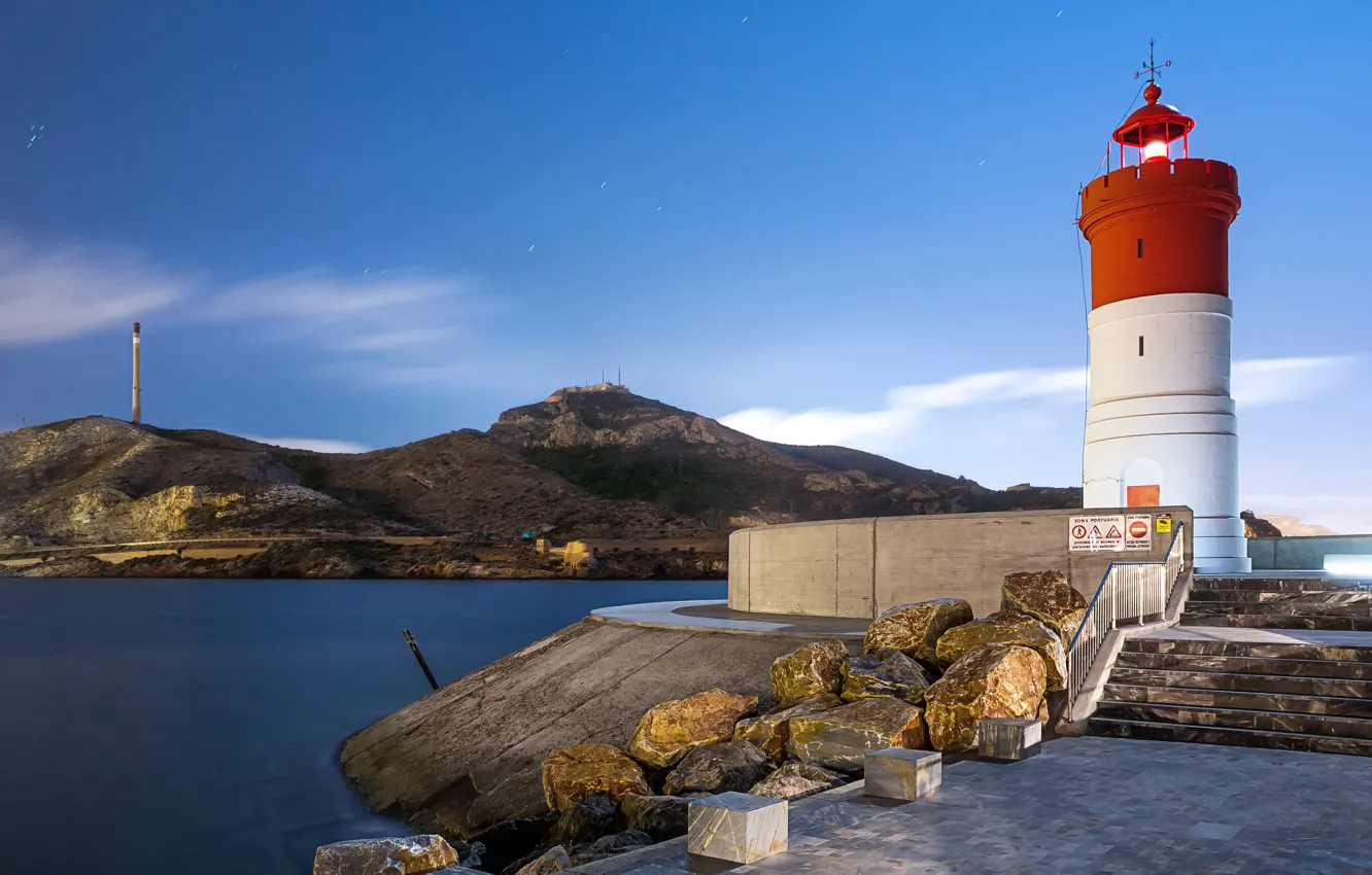 Photo wallpaper mountains, lighthouse, Spain, Murcia