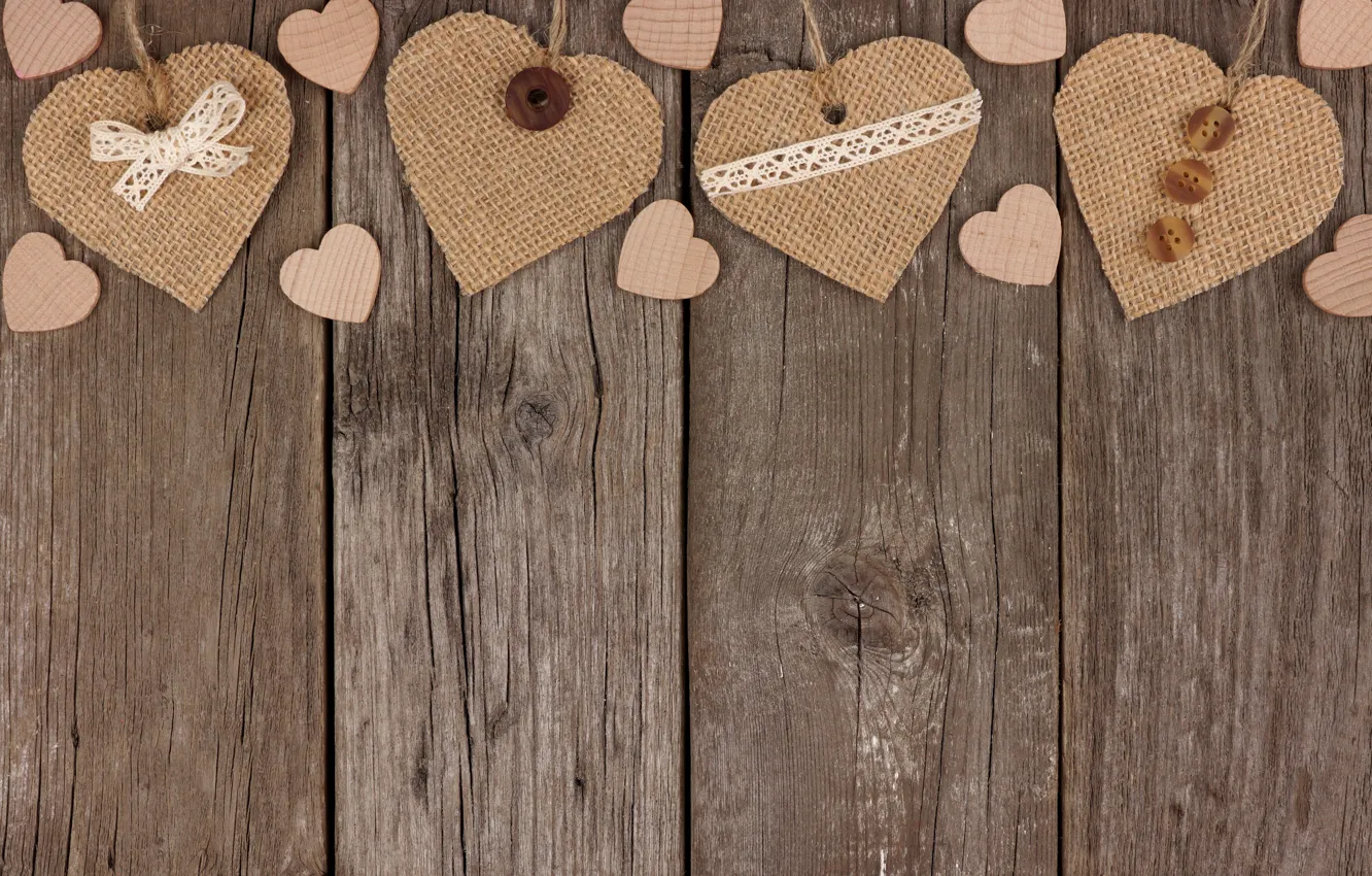 Photo wallpaper hearts, love, wood, romantic, hearts, valentine`s day
