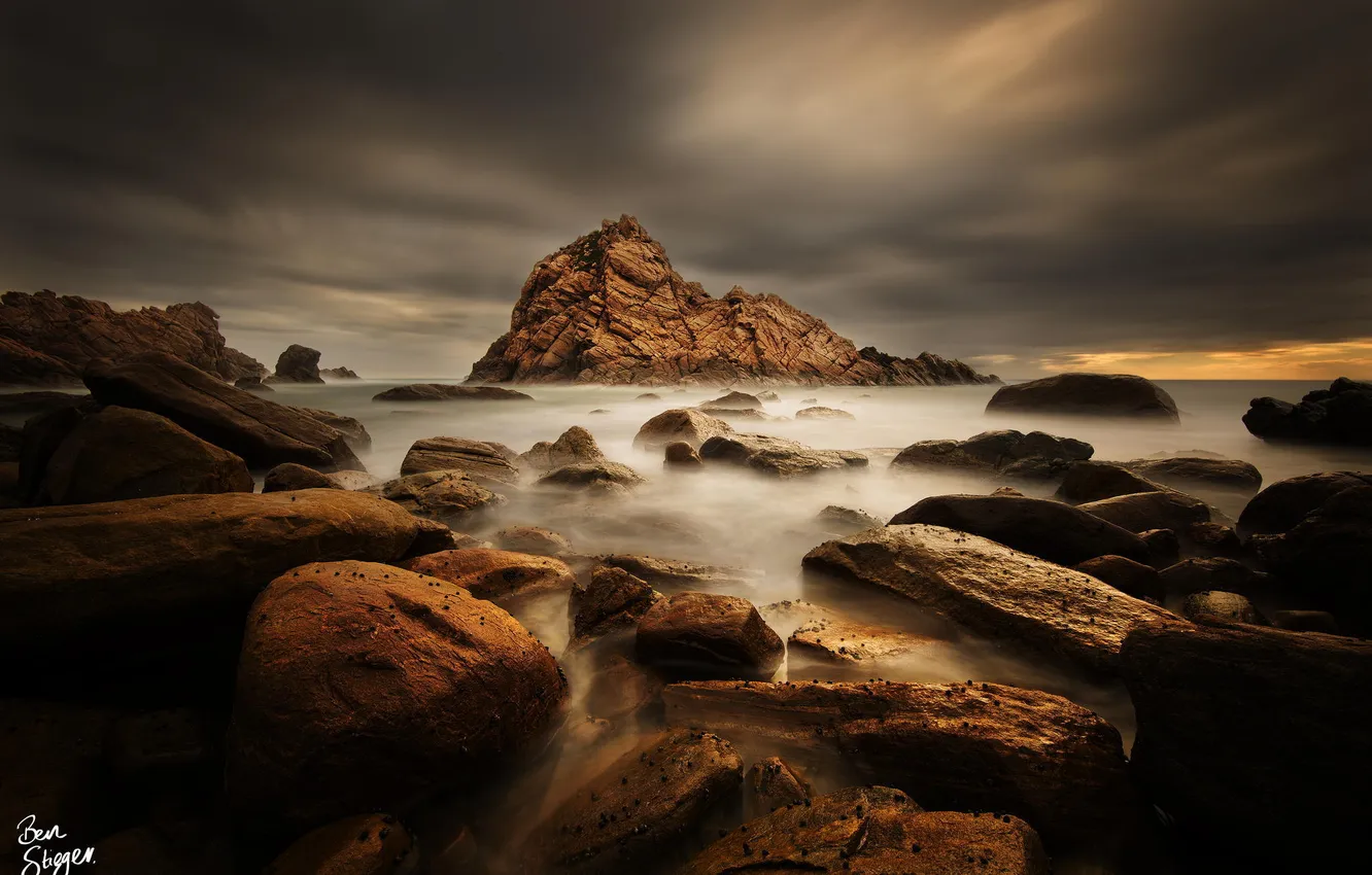 Photo wallpaper sea, stones, rocks, shore, photo by Ben Stieden