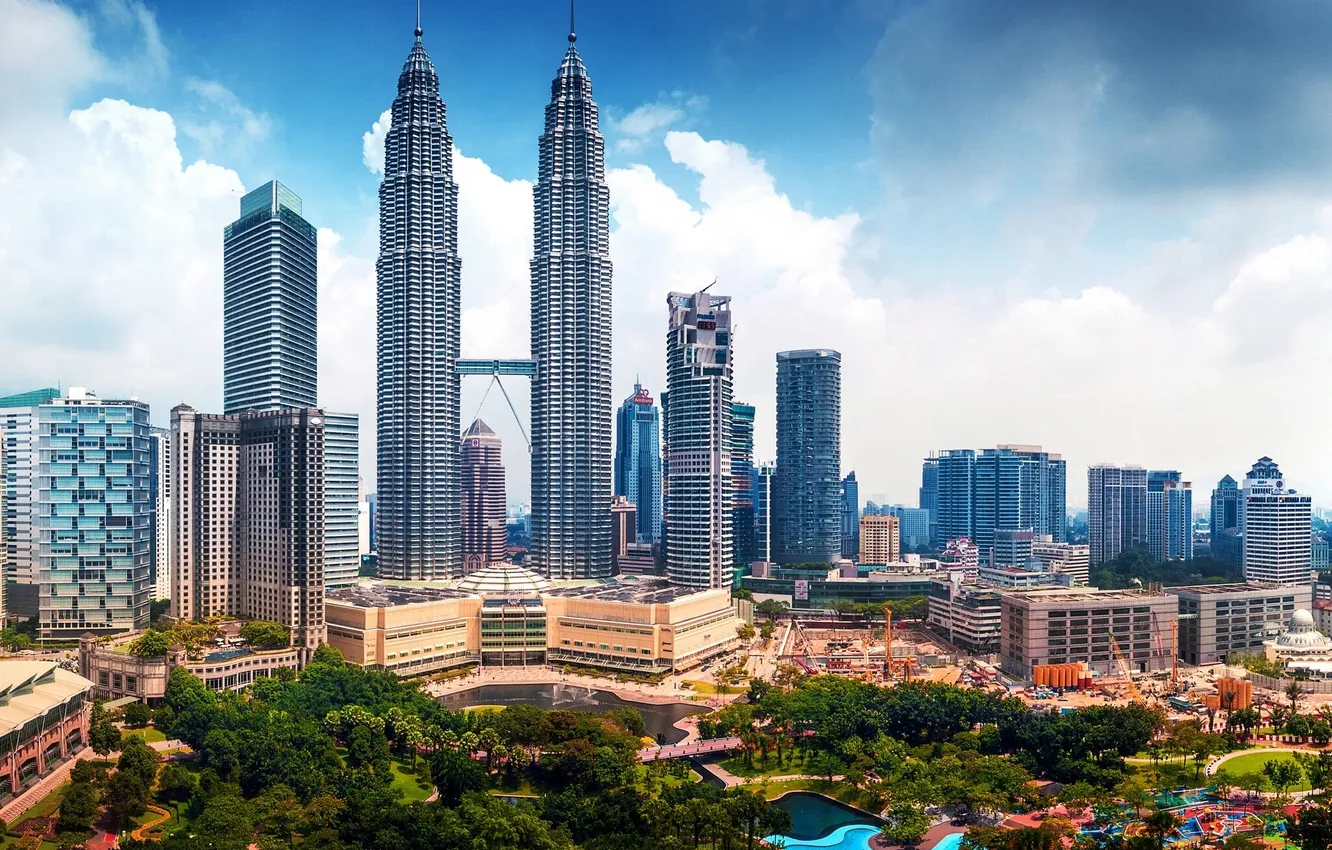Photo wallpaper building, skyscrapers, panorama, Malaysia, Kuala Lumpur, Malaysia, Kuala Lumpur, Petronas Twin Towers