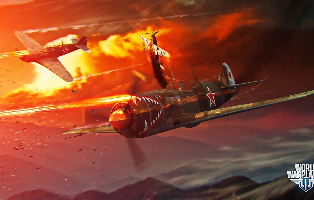 Photo wallpaper stars, lights, the plane, aviation, air, MMO, Wargaming.Net, World of Warplanes