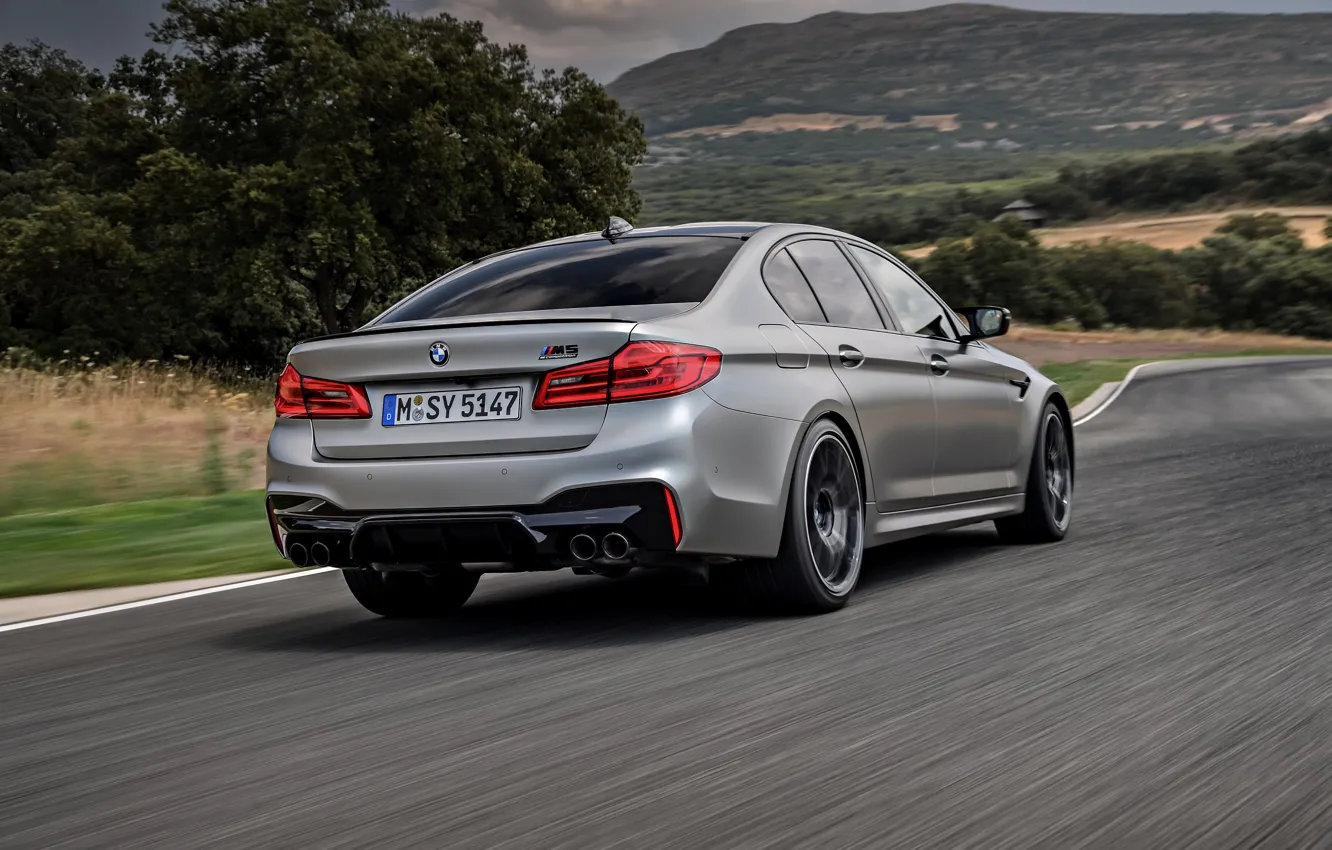 Photo wallpaper grass, grey, vegetation, BMW, back, sedan, roadside, 4x4