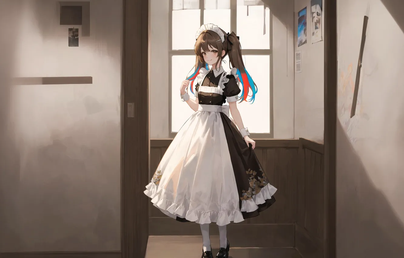 Photo wallpaper corridor, uniform, the maid, apron, window, bezel, in the apartment