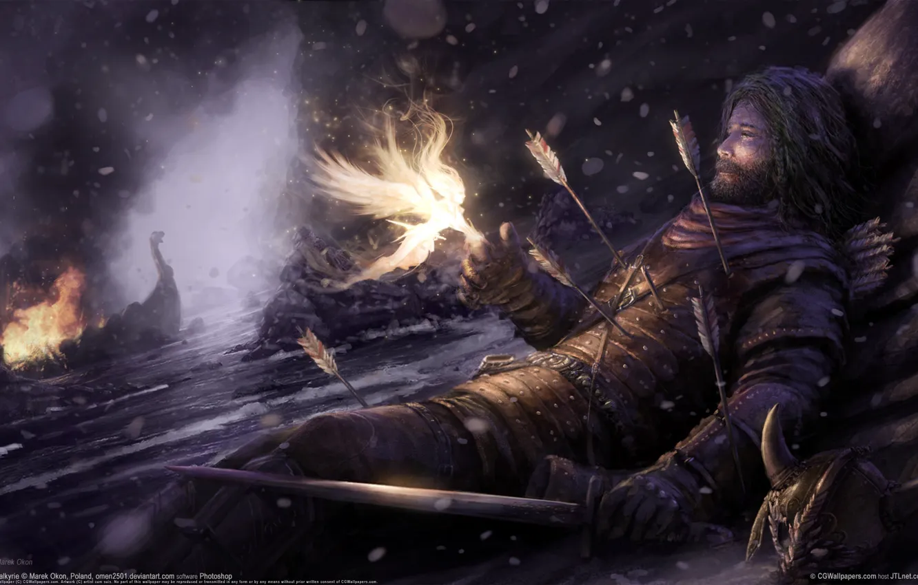 Photo wallpaper Brands Sudak, Valkyrie, a dying skald