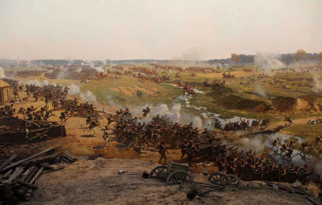 Photo wallpaper horse, picture, battle, soldiers, fragment, the Frenchman, Russian, Patriotic war of 1812