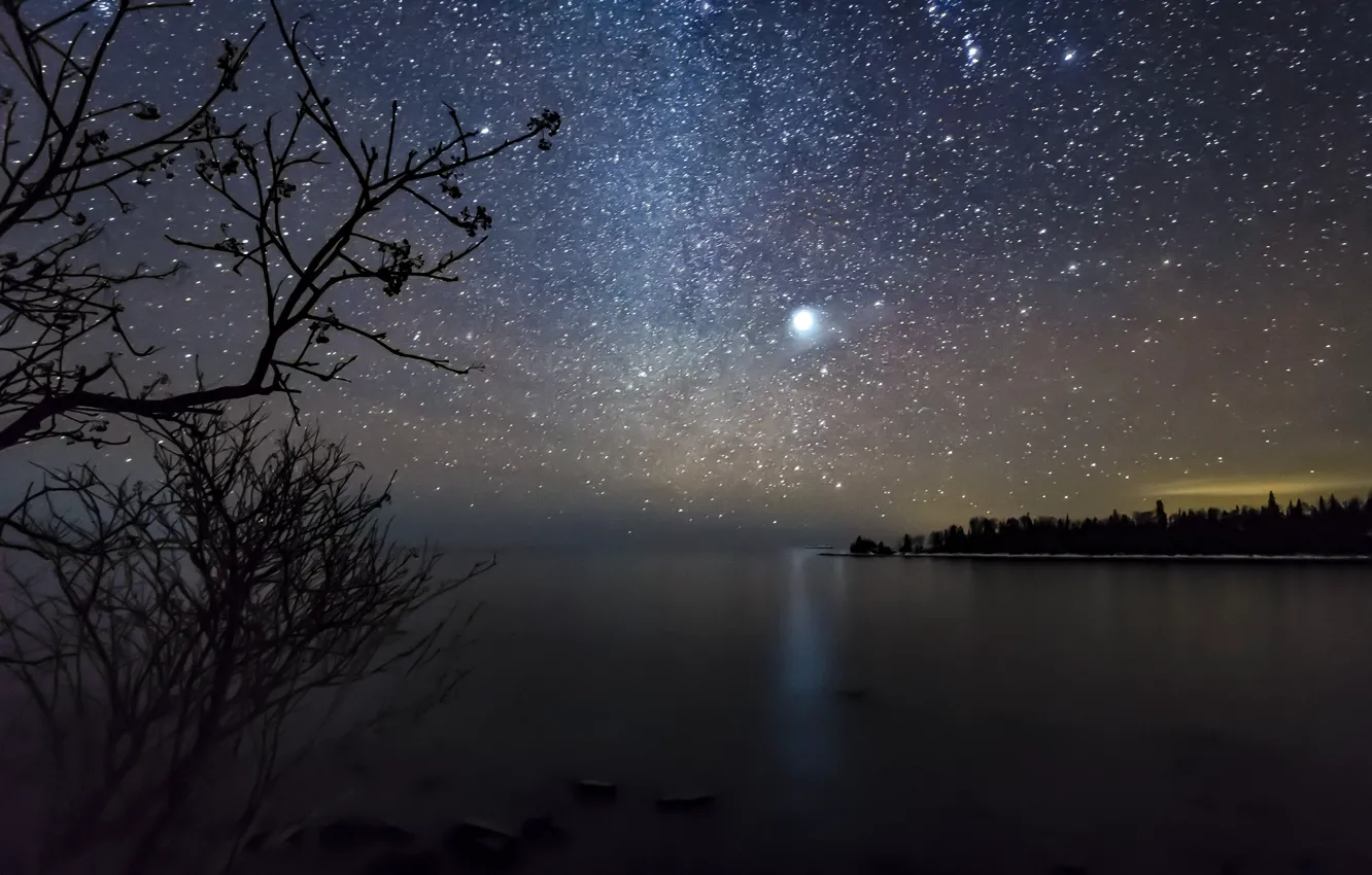 Photo wallpaper the sky, stars, landscape, Sirius