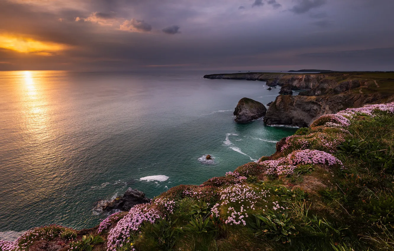Photo wallpaper coast, England, Cornwall