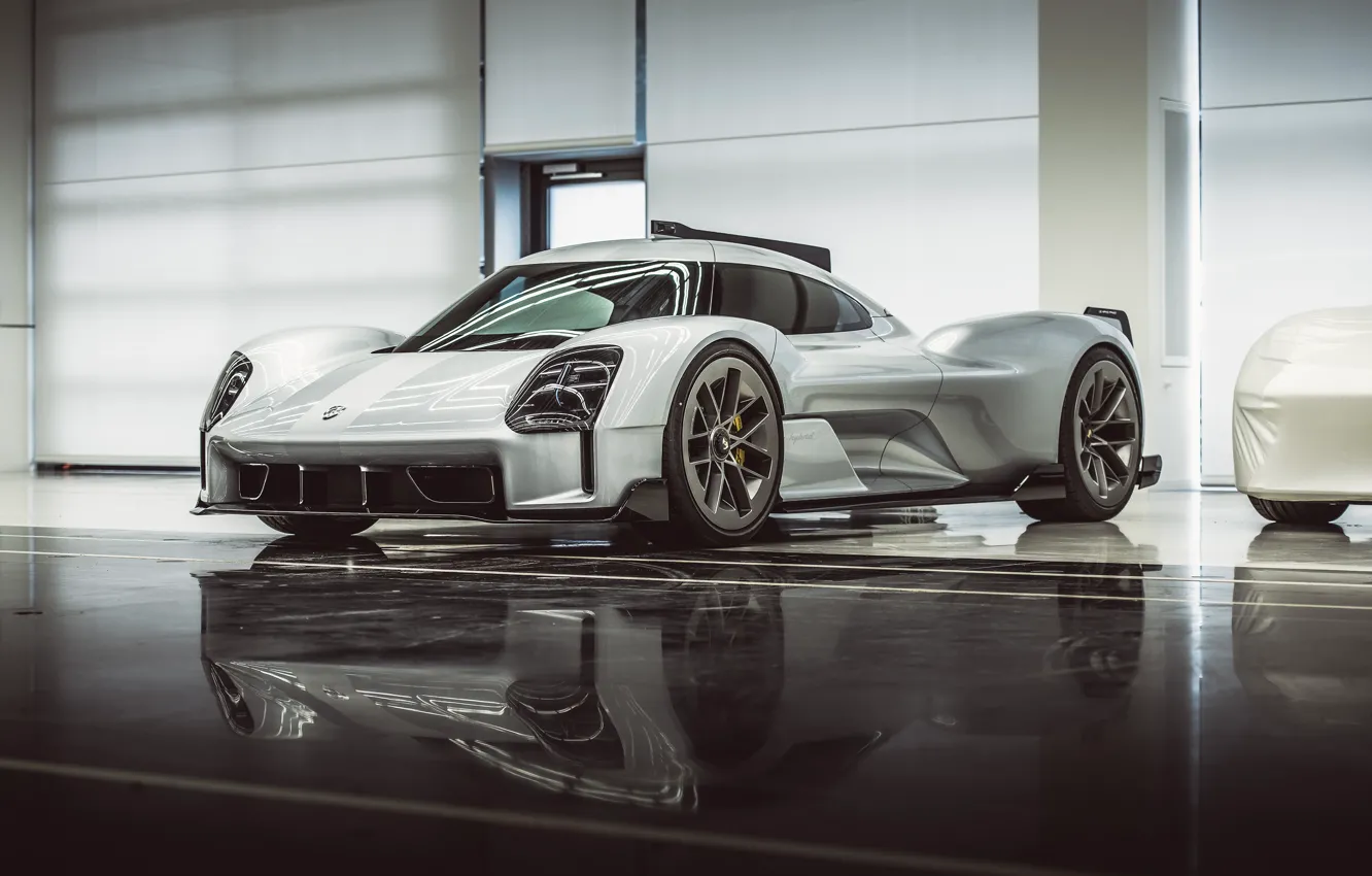 Photo wallpaper car, machine, garage, Porsche, supercar, wheel, white car, hypercar