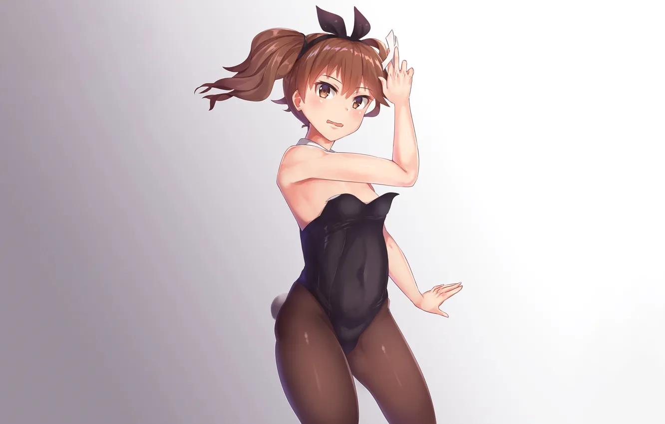 Photo wallpaper girl, sexy, brown hair, brown eyes, anime, beautiful, short hair, pretty