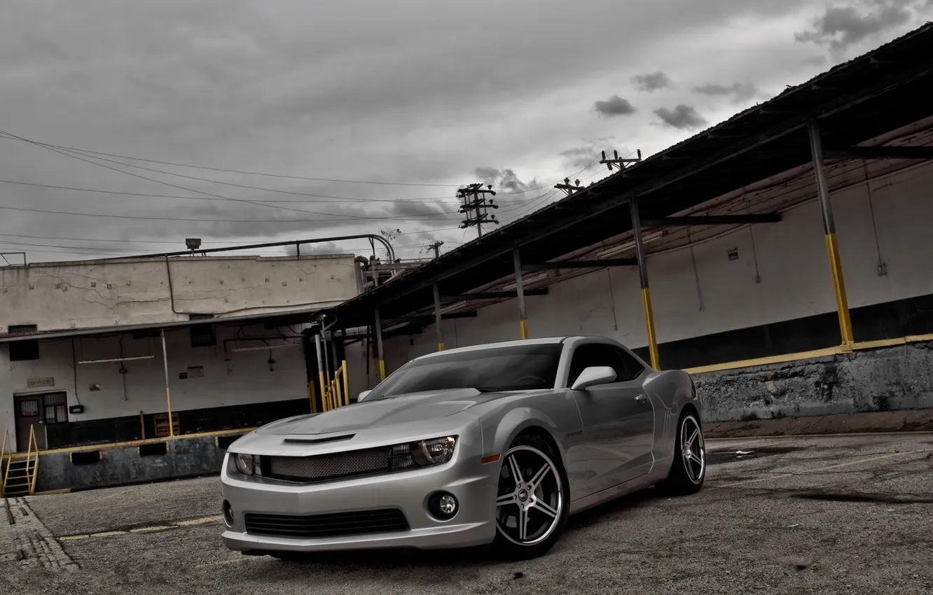 Photo wallpaper the sky, clouds, Chevrolet, silver, Chevrolet, sky, clouds, the parapet