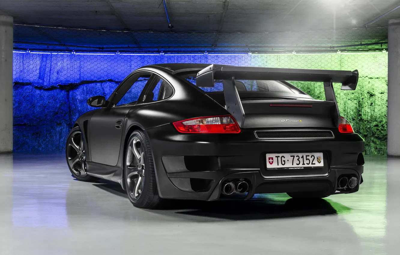 Photo wallpaper black, tuning, Porsche, supercar, back, TechArt, Street R