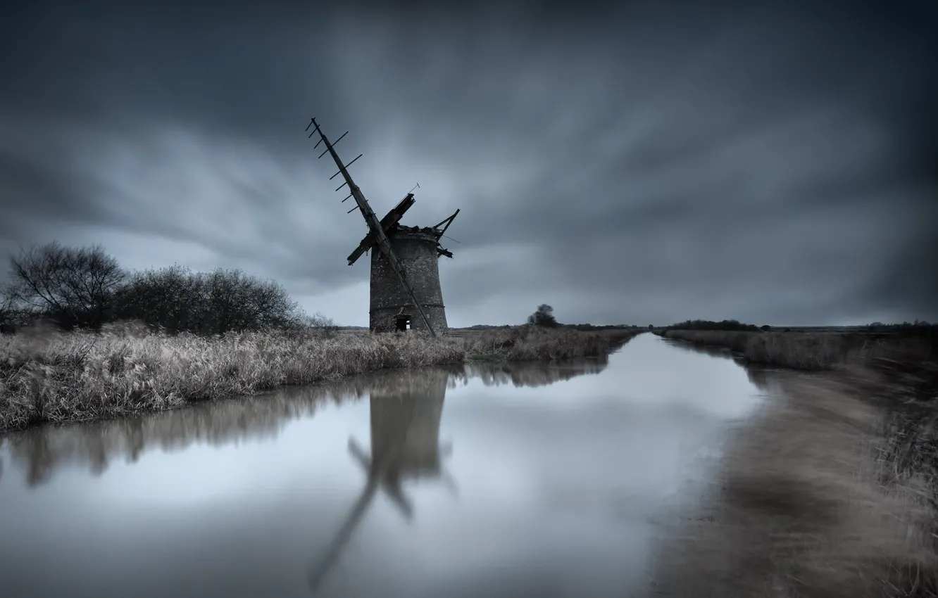 Photo wallpaper landscape, night, river